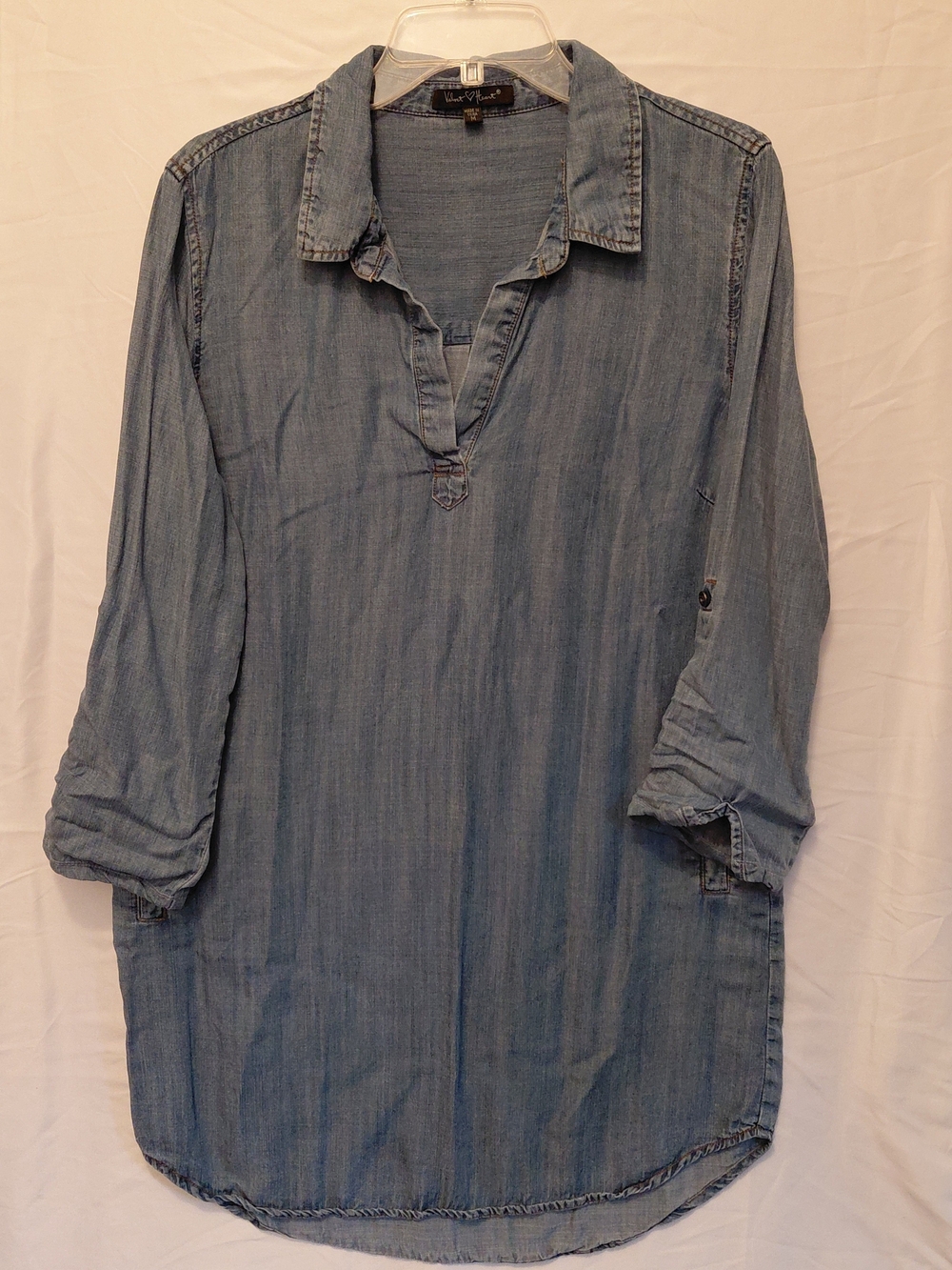 Velvet Heart Light Blue Denim Midi Dress #2611